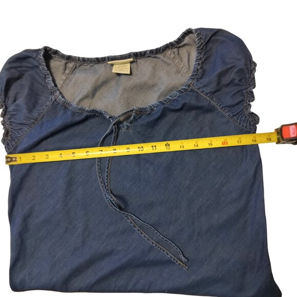 FADED GLORY A-Line Dress Junior Size Med Cap Ruffel Sleeves Denimy was hemmed - Picture 5 of 8